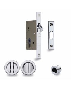 M.Marcus S.A.B Serrature RD2308-40-PC Sliding Lock with Round Privacy Turns Polished Chrome