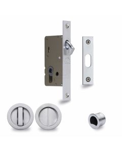 Bathroom Hook Lock For Sliding Pocket Doors - With Turn And Release - Satin  Stainless Steel