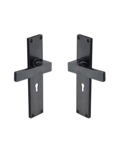 Rustic Dark Bronze Door Handle Lever Lock Cheswell Design -M.Marcus-RDB3100
