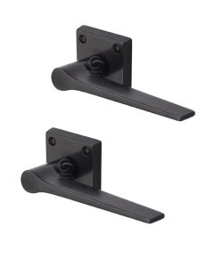 Rustic Dark Bronze Door Handle Lever Latch on Square Rose Gio Design -M.Marcus-RDB4189