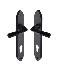 Rustic Dark Bronze Door Handle Euro Profile Plate Grafton Design -M.Marcus-RDB4448