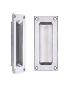 IRONZONE Rectangular Flush Pull Handle Face Fix 102 x 45 x 13mm Satin Chrome
