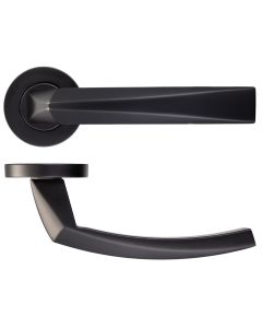 Rosso Maniglie RM010OMB Hydra Door Handle on Round Rose - Oscuro Matt Black