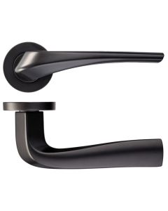 Rosso Maniglie RM06OMB Aries Door Handle on Round Rose - Oscuro Matt Black