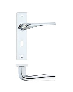 Rosso Maniglie RM061CP Aries Lever Lock (57mm c/c) On Backplate - 190x42mm - Polished Chrome Polished Chrome
