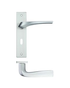Rosso Maniglie RM061SC Aries Lever Lock (57mm c/c) On Backplate - 190x42mm - Satin Chrome Satin Chrome