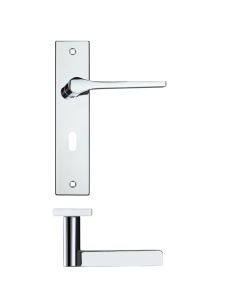 Rosso Maniglie RM131CP Draco Lever Lock (57mm c/c) On Backplate - 190x42mm - Polished Chrome Polished Chrome