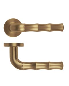 Vasco Lever Door Handle On Round Rose Antique Brass Finish Rosso Maniglie-RM200AB