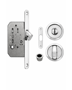 Acre & Clutton Sliding & Pocket Door Flush Pull Handle Lock Set w/WC Turn 57mm Polished Chrome