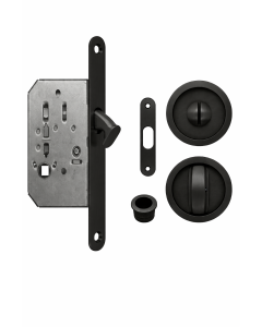 Acre & Clutton Sliding & Pocket Door Flush Pull Handle Lock Set w/WC Turn 57mm - Matt Black
