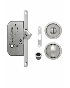 Acre & Clutton Sliding & Pocket Door Flush Pull Handle Lock Set w/WC Turn 57mm Satin Chrome