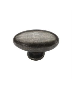 Rustic Pewter Cabinet Knob Oval Design 50mm Pewter 
  RPW118 50