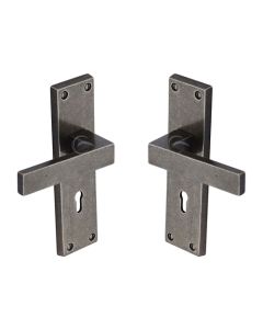 Rustic Pewter Door Handle Lever Lock Cheswell Design-M.Marcus-RPW3100