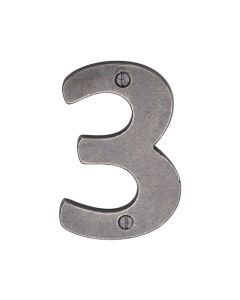 Rustic Pewter Door Numeral 3 Screw Fixing 76mm (3")-M.Marcus-RPW351 3