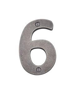 Rustic Pewter Door Numeral 6 Screw Fixing 76mm (3")-M.Marcus-RPW351 6