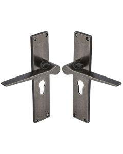 Rustic Pewter Door Handle Euro Profile Gio Design-M.Marcus-RPW41848
