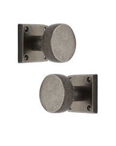 Rustic Pewter Mortice Knob on Rose Olympic Design -M.Marcus-RPW8822