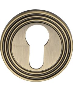 Heritage Brass Reeded Euro Profile Keyhole Antique Brass RR4020-AT