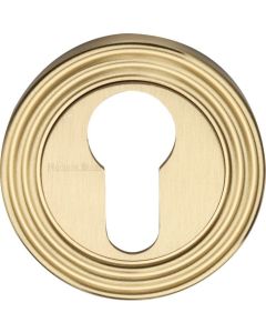 Heritage Brass Reeded Euro Profile Keyhole Satin Brass RR4020-SB