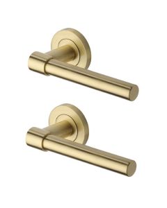Heritage Brass RS2017-SB Door Handle Lever on Rose Phoenix Design Satin Brass Finish