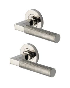 Heritage Brass RS2260-PNF Door Handle Lever on Rose Signac Design Polished Nickel Finish