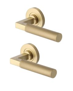 Heritage Brass RS2260-SB Door Handle Lever on Rose Signac Design Satin Brass Finish