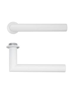Lugano Lever Door Handle on 32mm Round Mini Rose-Powder Coat White-Powder Coated White Rosso Technica-RT010-MINI-PCW