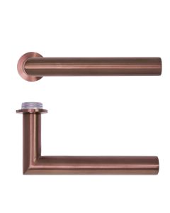 Lugano Lever Door Handle on 32mm Round Mini Rose-PVD Satin Bronze Rosso Technica-RT010-MINI-PVDBZ