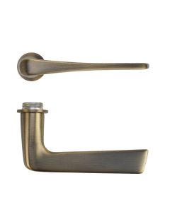 Como Lever Door Handle on 32mm Round Mini Rose-Antique Brass Rosso Technica-RT020-MINI-AB