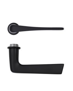 Como Lever Door Handle on 32mm Round Mini Rose-Powder Coat Black Rosso Technica-RT020-MINI-PCB
