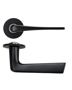 Como Lever Door Handle on 4mm Round Slim Sprung Rose-PVD Black Rosso Technica-RT020-SLIM-PVDBLK