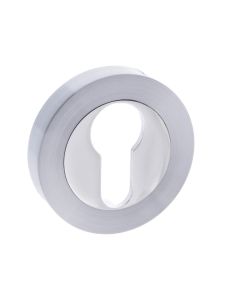 Mediterranean Euro Escutcheon on Round Rose - Satin Chrome/Polished Chrome MESCESCPC