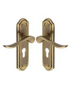 Heritage Brass SAN1448-AT Door Handle for Euro Profile Plate Sandown Design Antique finish