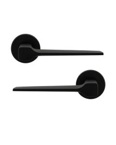 Manital Designer SONICA Lever Door Handle on Round Rose Matt Black SC5BLK