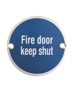 Eurospec SEX1016SSS 76 X 1.5mm Fire Door Sign - Keep Shut - Face Fix  Satin Stainless Steel