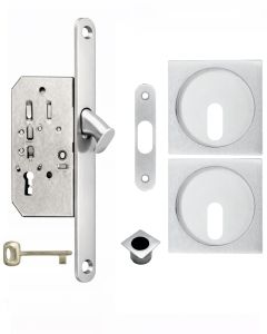 Acre & Clutton Sliding Door Flush Pull Handle Set Key Profile 53mm Satin Chrome