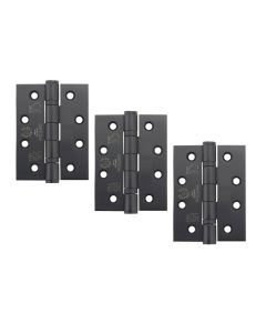 STEELWORKS Grade 13 Ball Bearing Fire Rated Hinges Pack of 3 102mm x 76mm x 3mm - Black