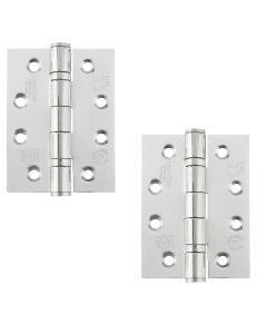 STEELWORKS Grade 13 Ball Bearing Fire Rated Hinges 102mm x 76mm x 3mm - Polished Stainless steel  