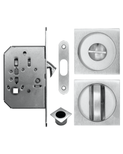 Acre & Clutton SPL053SC Sliding & Pocket Door Flush Pull Handle Lock Set w/WC Turn 53mm - Satin Chrome