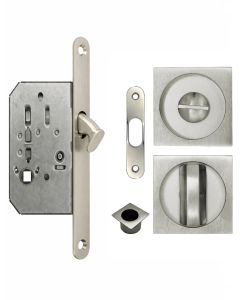Acre & Clutton Sliding & Pocket Door Flush Pull Handle Lock Set w/WC Turn 53mm Satin Nickel