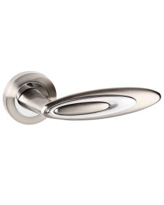 Senza Pari Elisse Designer Lever on Round Rose - Satin Nickel/Polished Chrome SPM222SNCP
