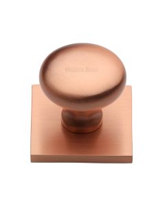 Heritage Brass SQ113-SRG Cabinet Knob Victorian Round Design with Square Backplate 32mm Satin Rose Gold finish