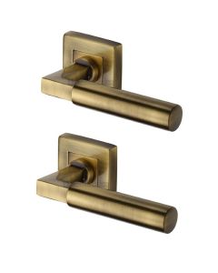Heritage Brass SQ1926-AT Door Handle Lever on Rose Bauhaus Sq Design Antique Finish