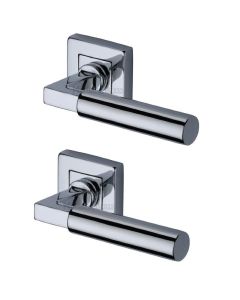 Heritage Brass SQ1926-PC Door Handle Lever on Rose Bauhaus Sq Design Polished Chrome Finish