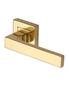 Heritage Brass SQ5420-PB Door Handle Lever Latch on Square Rose Delta Sq Design Polished Brass finish