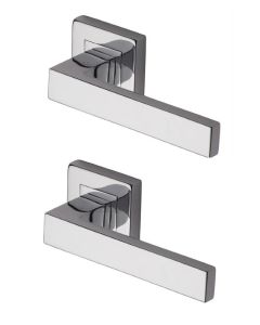 Heritage Brass SQ5420-PC Door Handle Lever Latch on Square Rose Delta Sq Design Polished Chrome finish