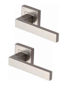 Heritage Brass SQ5420-SN Door Handle Lever Latch on Square Rose Delta Sq Design Satin Nickel finish