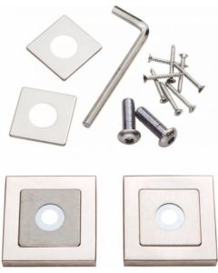 Eurospec SSR1405SSS/DUO Square Rose Pack (Pair) 52 X 8mm To Suit Ssd Ssf & Ssm Pull Handles Bright Stainless Steel/Satin Stainless Steel