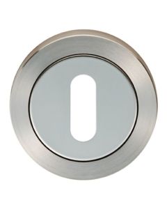 Eurospec SWL103DUO Steelworx - Escutcheon Lock Profile On Concealed Fix Threaded Round Rose Dual Finish Bright Stainless Steel/Satin Stainless Steel