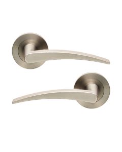 Eurospec SWL1116SSS 304 Grade Stainless Steel Solid Designer Lever On Ss Threaded Rose 52X7mm Satin Volantes Satin Stainless Steel